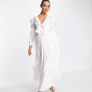 Dream Sister Jane NWT Bridal 80s maxi dress in floral jacquard/ Wedding dress!